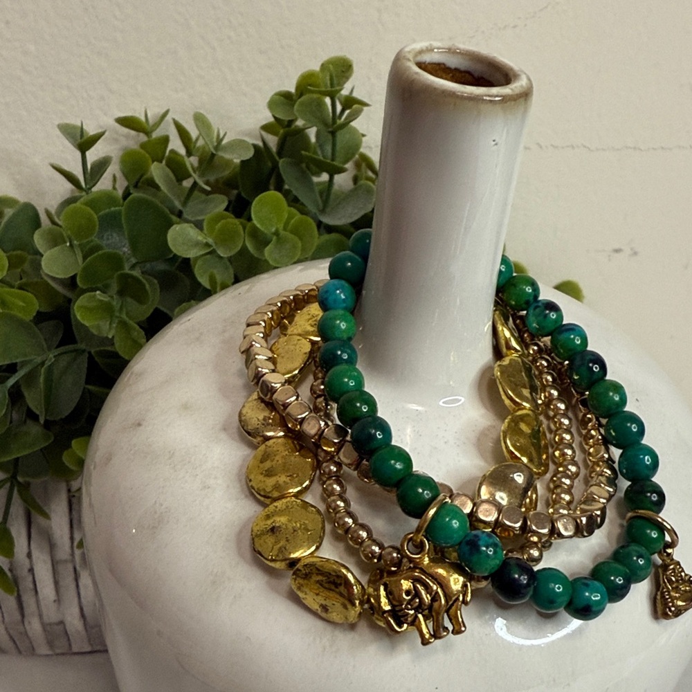 Elegant Chrysocolla Stackable Bracelet Set - image 4